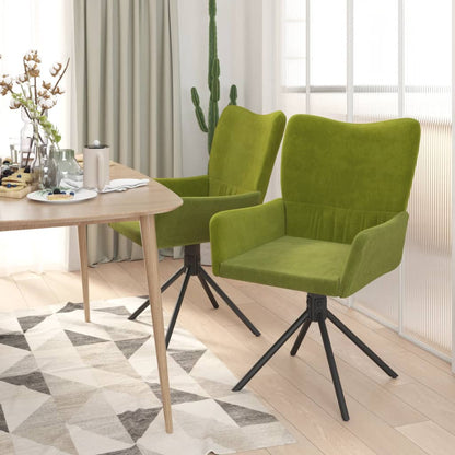Sedie da Pranzo Girevoli 2 pz Verde Chiaro in Velluto | homemem39