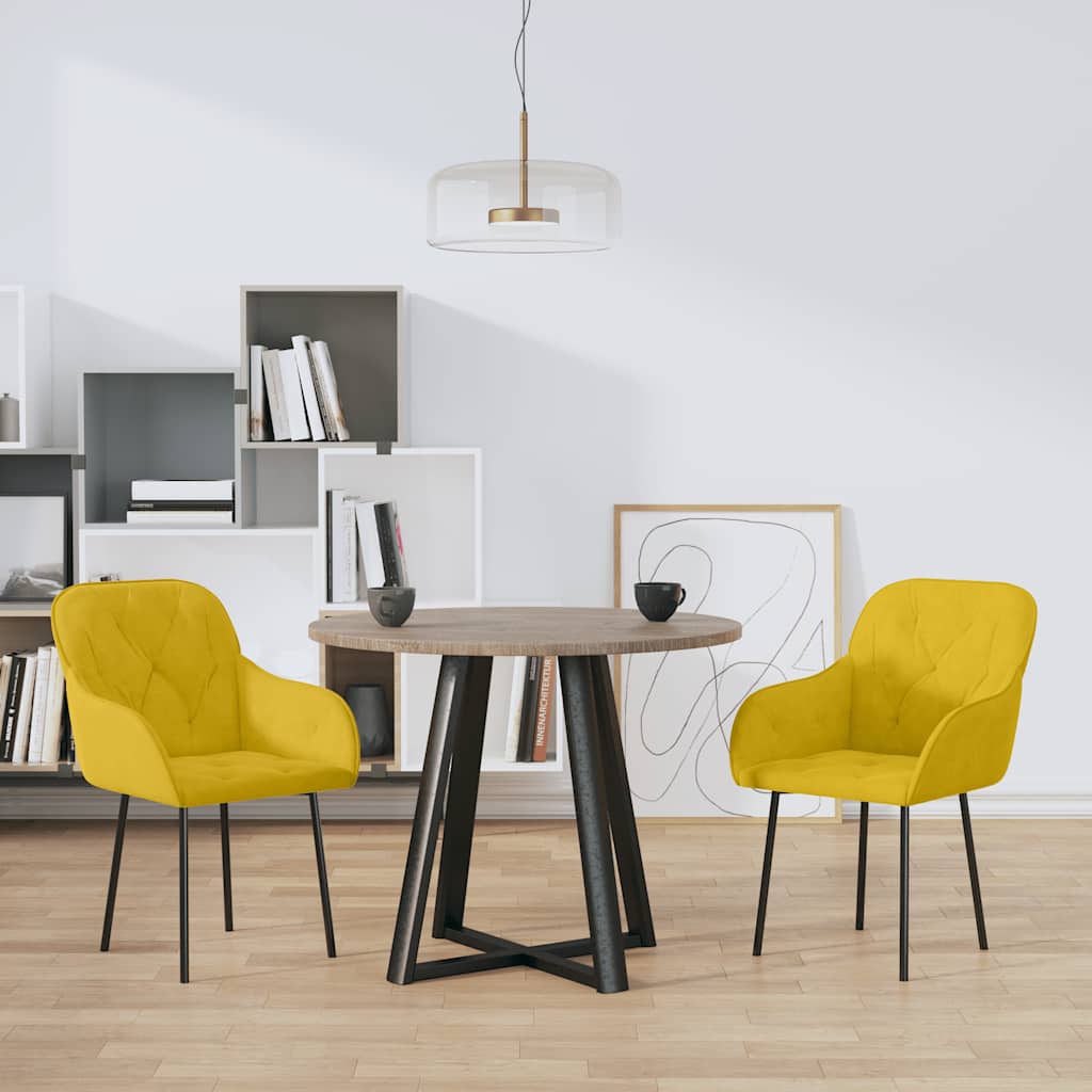 Sedie da Pranzo 2 pz Gialle in Velluto | homemem39