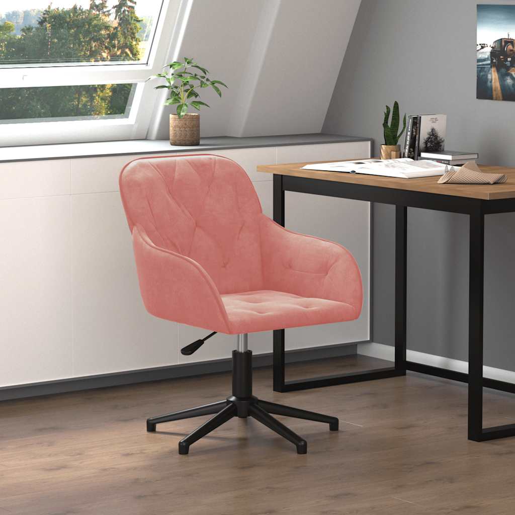Sedia Girevole da Ufficio Rosa in Velluto | homemem39