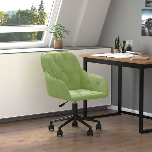 Sedia da Ufficio Girevole Verde Chiaro in Velluto
