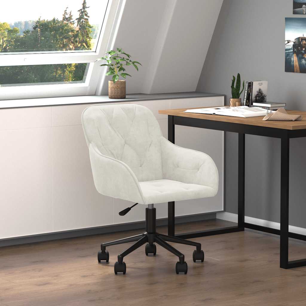 Sedia da Ufficio Girevole Crema in Velluto | homemem39