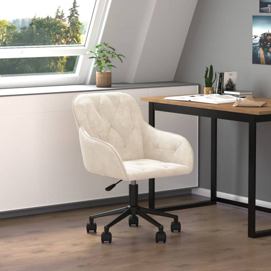 Sedia da Ufficio Girevole Crema in Velluto - homemem39