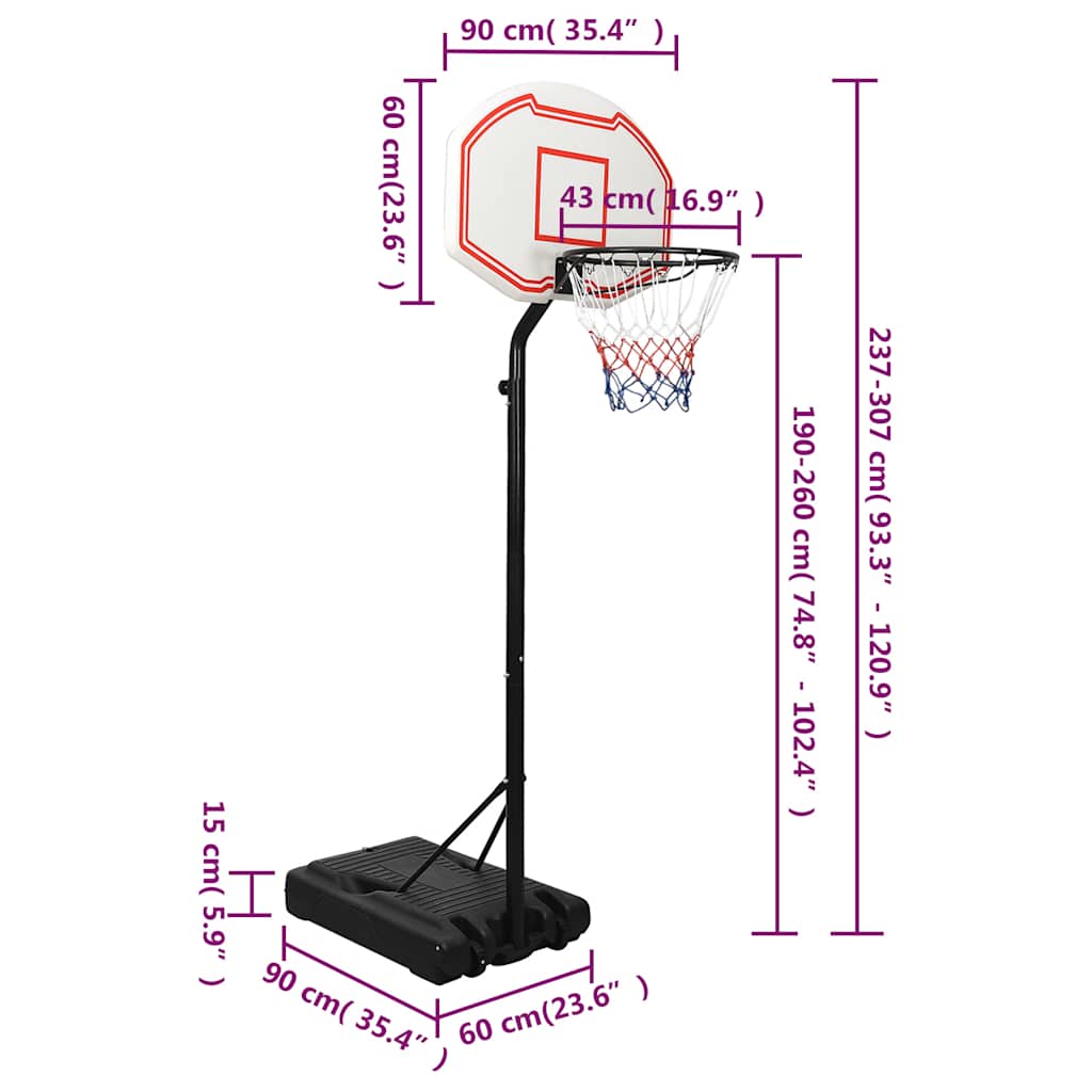 Supporto per Pallacanestro Bianco 237-307 cm Polietilene | homemem39