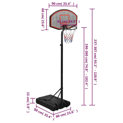 Supporto per Pallacanestro Nero 237-307 cm Polietilene - homemem39