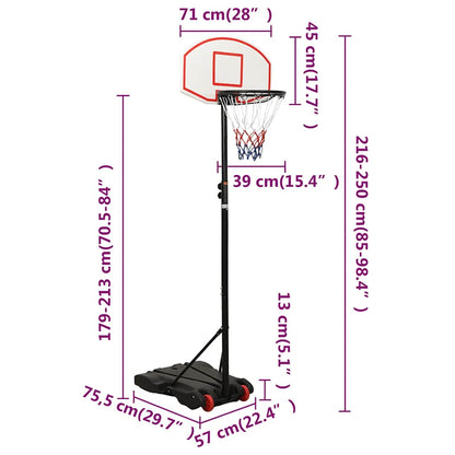 Supporto per Pallacanestro Bianco 216-250 cm Polietilene