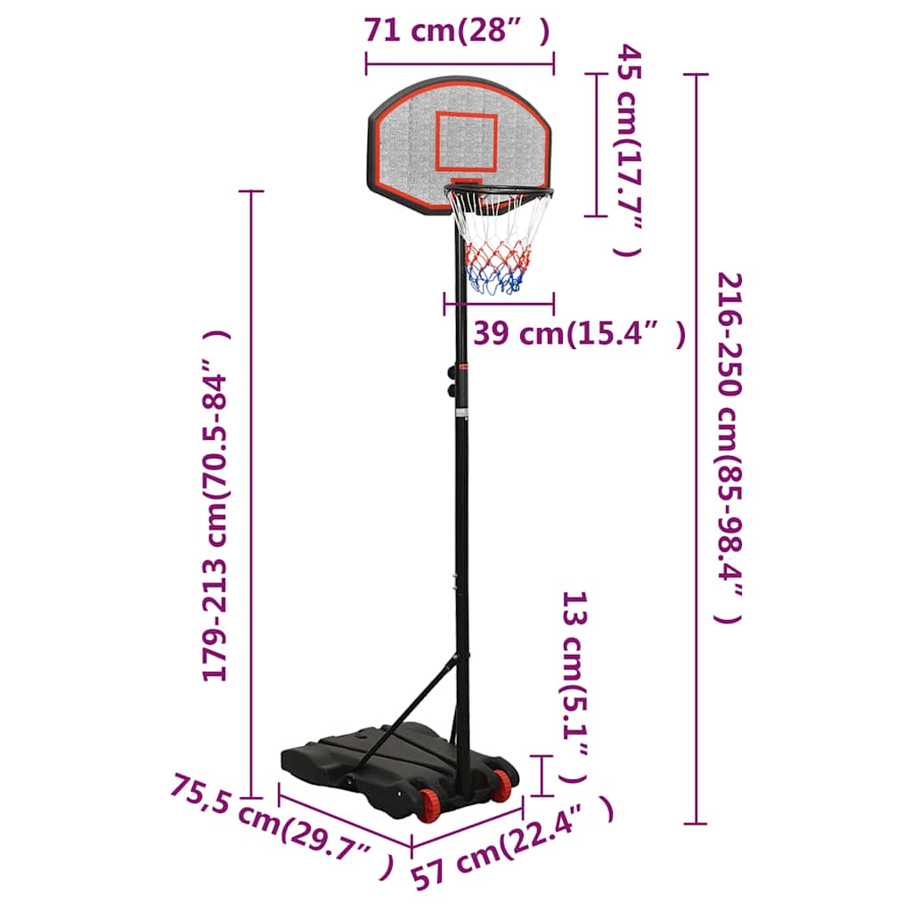 Supporto per Pallacanestro Nero 216-250 cm Polietilene | homemem39