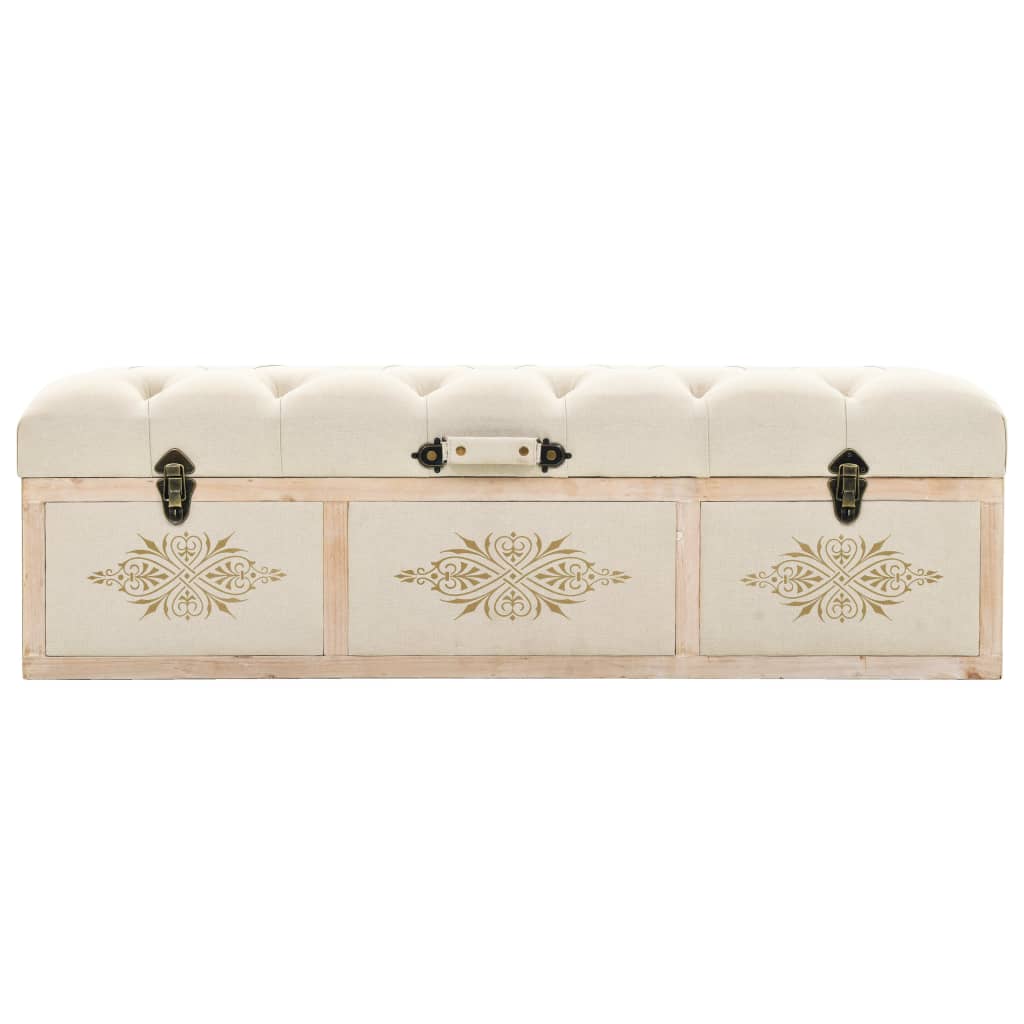 Cassapanca 110 cm Crema in Legno Massello di Abete