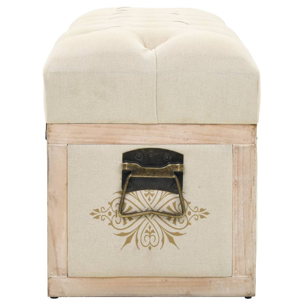 Cassapanca 110 cm Crema in Legno Massello di Abete
