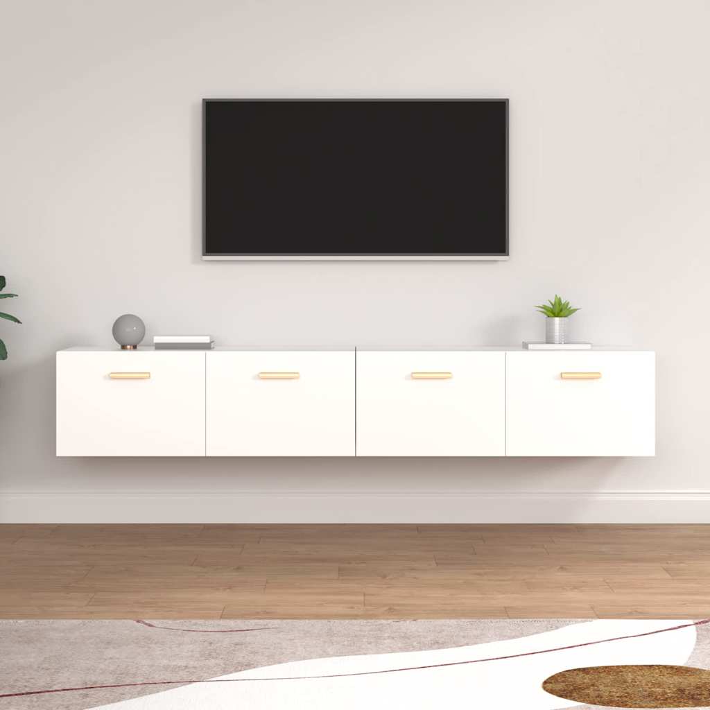 Mobili Parete 2pz Bianco 100x36,5x35 cm in Legno Multistrato