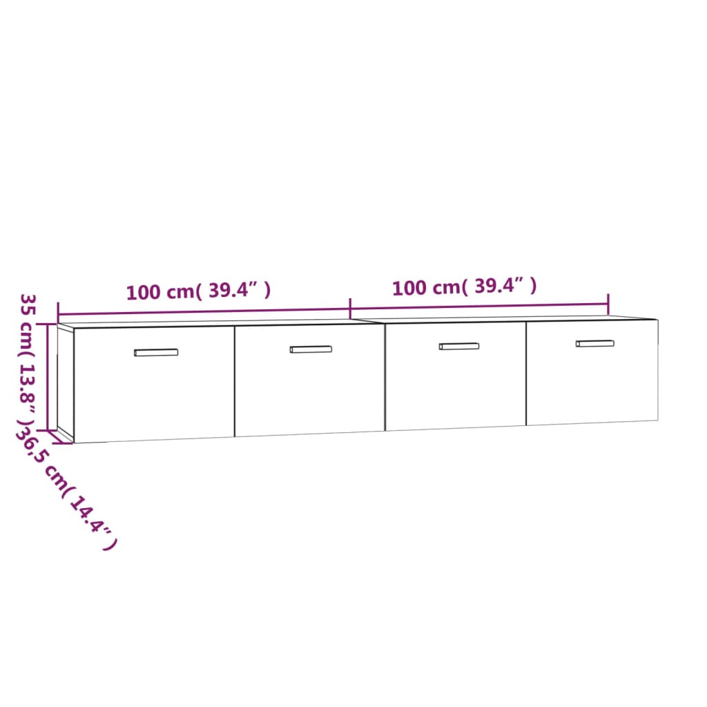 Mobili Parete 2 pz Grigio Cemento 100x36,5x35 cm in Multistrato | homemem39