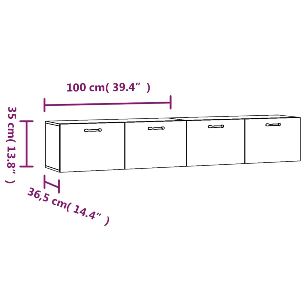 Mobili Parete 2 pz Grigio Cemento 100x36,5x35 cm in Multistrato | homemem39
