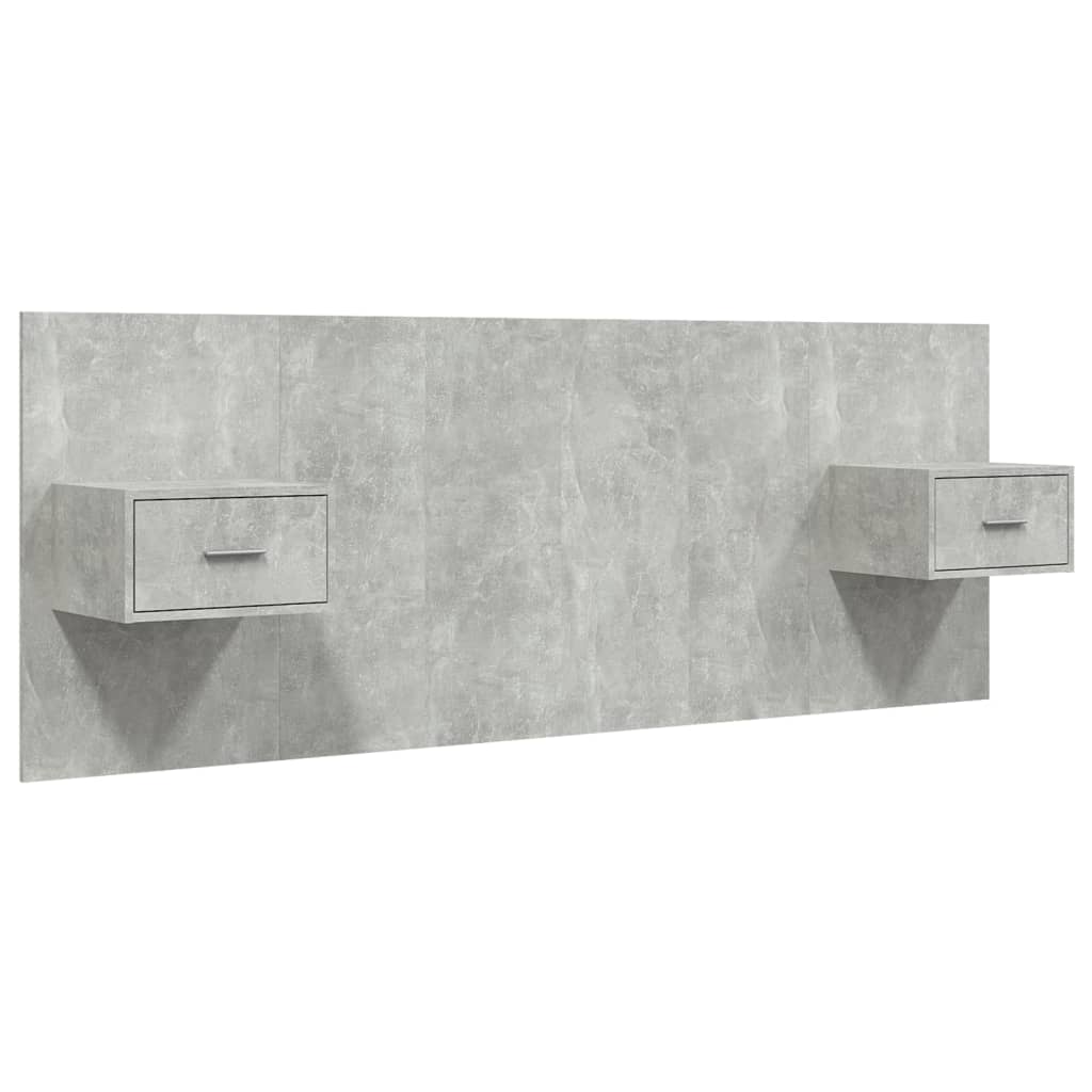 Testiera Letto con Comodini in Legno Multistrato Grigio Cemento - homemem39