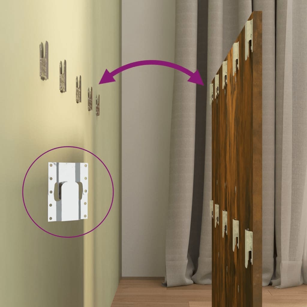 Testiera Letto con Comodini in Legno Multistrato Rovere Fumo - homemem39