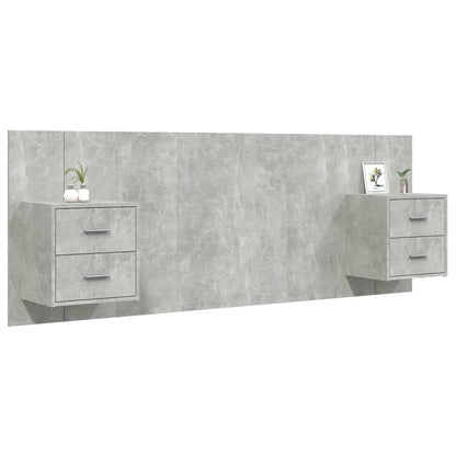 Testiera Letto con Comodini in Legno Multistrato Grigio Cemento - homemem39