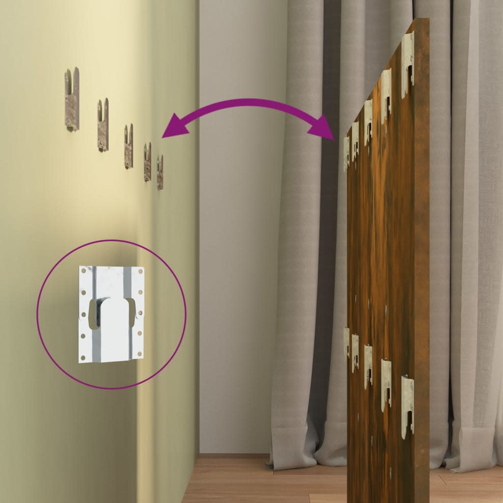 Testiera Letto con Comodini in Legno Multistrato Rovere Fumo - homemem39