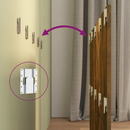 Testiera Letto con Comodini in Legno Multistrato Rovere Fumo - homemem39