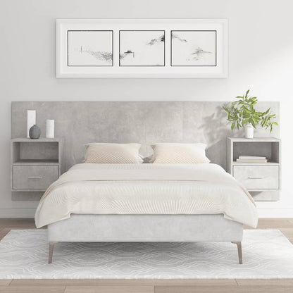 Testiera Letto con Comodini in Legno Multistrato Grigio Cemento - homemem39