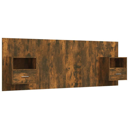 Testiera Letto con Comodini Rovere Fumo in Legno Multistrato - homemem39