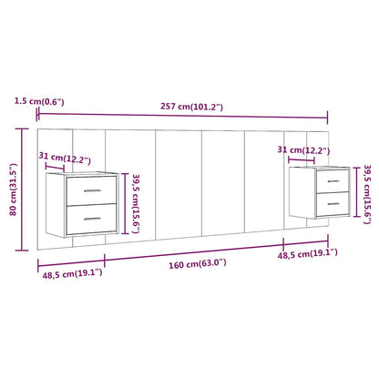 Testiera Letto con Comodini in Legno Multistrato Rovere Sonoma