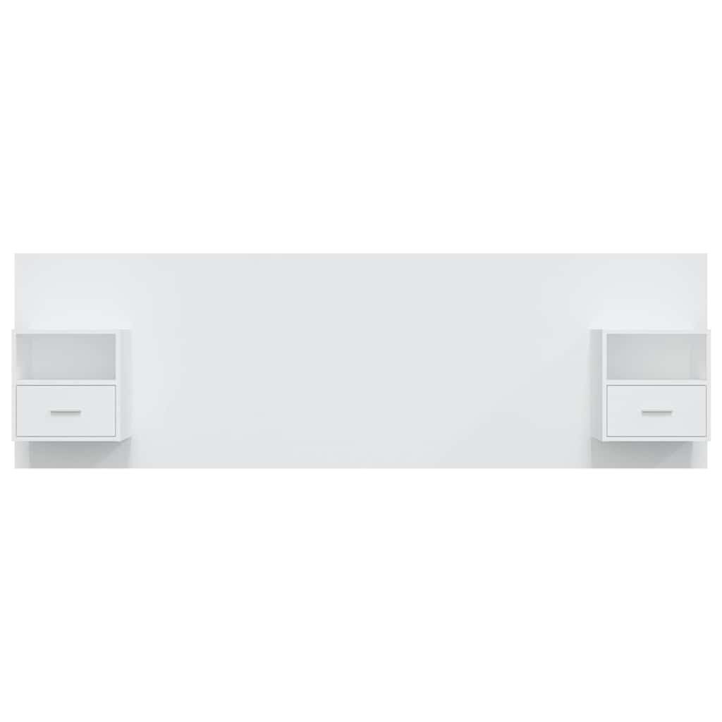 Testiera per Letto con Comodini in Legno Multistrato Bianco