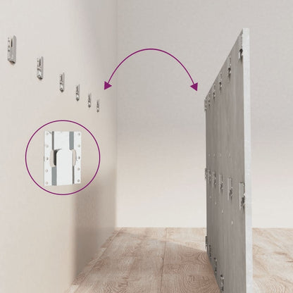 Testiera Letto con Comodini in Legno Multistrato Grigio Cemento