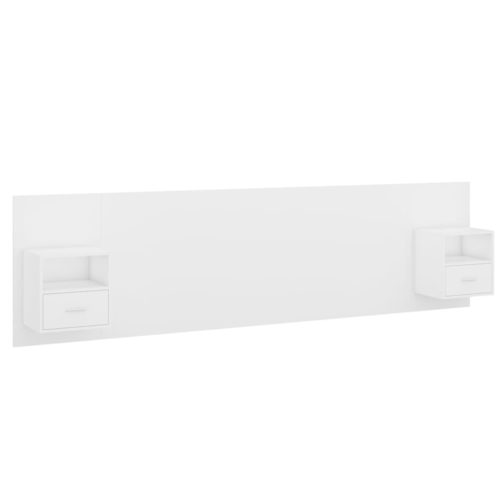 Testiera per Letto con Armadietti in Legno Multistrato Bianco