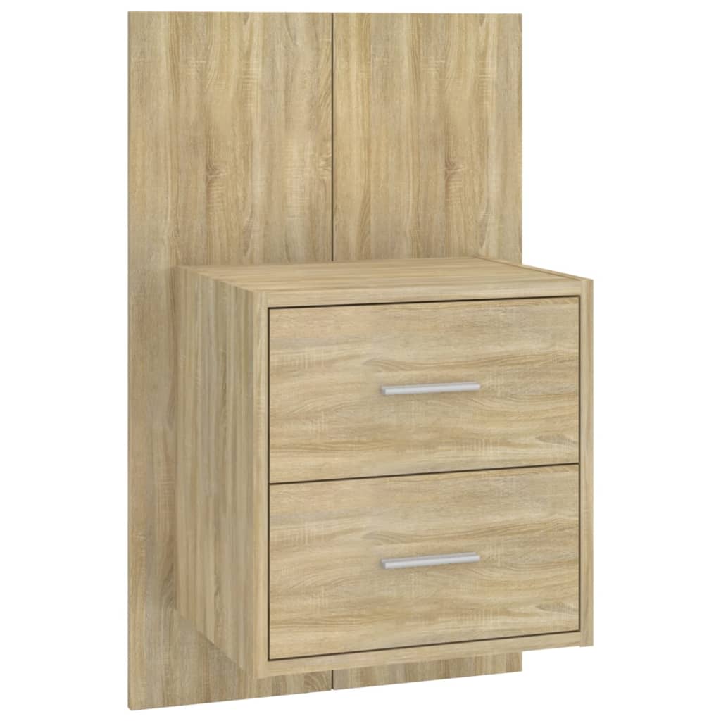 Testiera Letto con Comodini in Legno Multistrato Rovere Sonoma