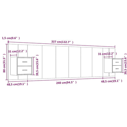 Testiera Letto con Comodini in Legno Multistrato Rovere Sonoma