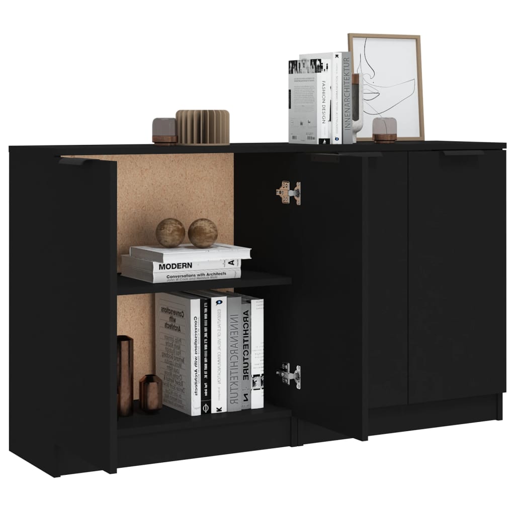 Credenze 2 pz Nere 60x30x70 cm in Legno Multistrato - homemem39