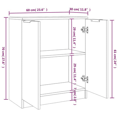 Credenze 2 pz Grigio Cemento 60x30x70 cm in Legno Multistrato - homemem39