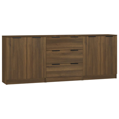 Credenze 3 pz Rovere Marrone in Legno Multistrato
