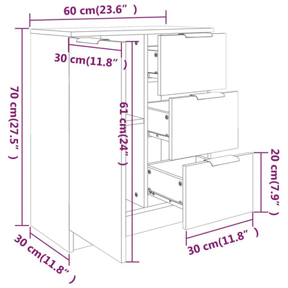Credenze 2 pz Nere 60x30x70 cm in Legno Multistrato - homemem39