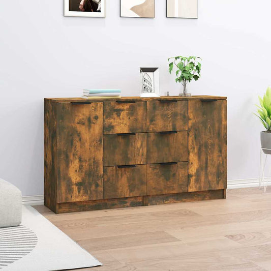Credenze 2 pz Rovere Fumo 60x30x70 cm in Legno Multistrato | homemem39