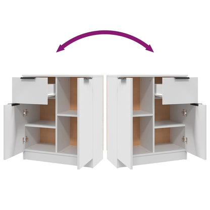 Credenze 2 pz Bianche 60x30x70 cm in Legno Multistrato
