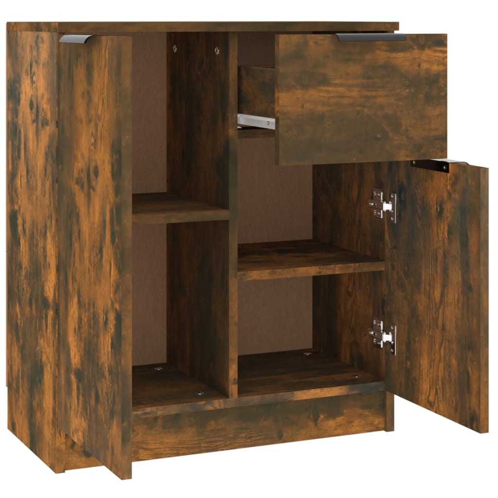 Credenze 2 pz Rovere Fumo 60x30x70 cm in Legno Multistrato
