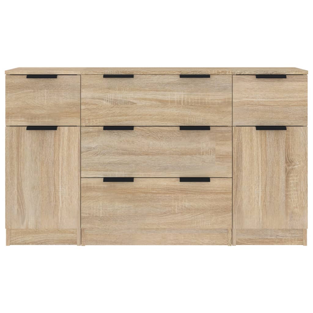 Set di Credenze 3 pz Rovere Sonoma in Legno Multistrato - homemem39