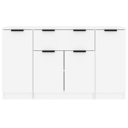 Credenze 3 pz Bianco in Legno Multistrato