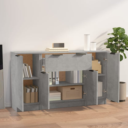 Credenze 3 pz Grigio Cemento in Legno Multistrato - homemem39