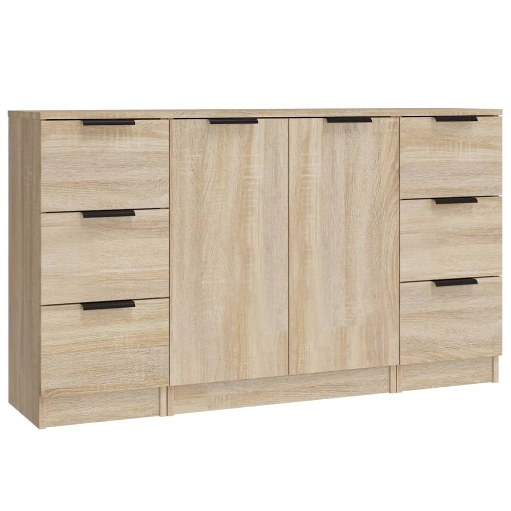 Credenze 3 pz Rovere Sonoma in Legno Multistrato - homemem39