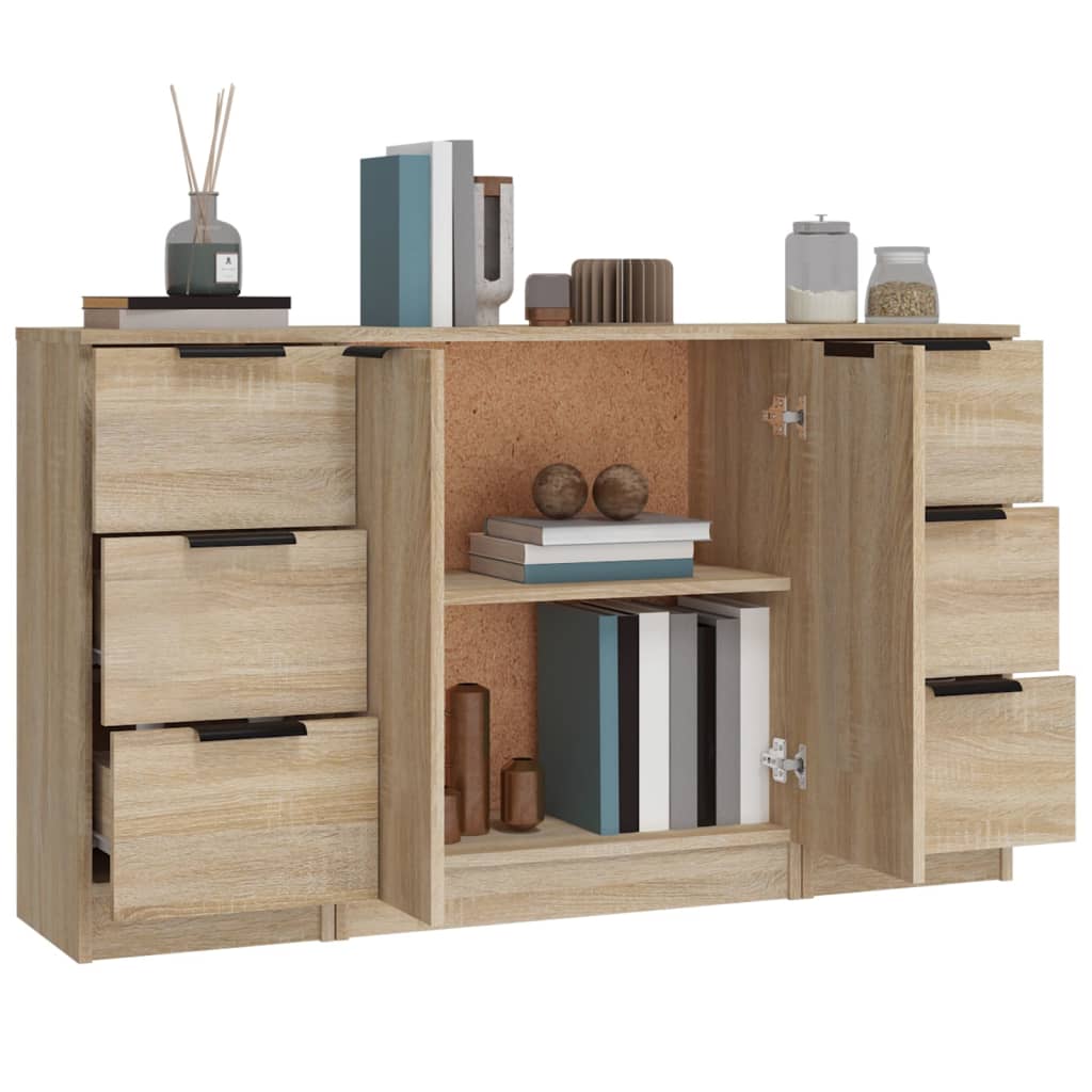 Credenze 3 pz Rovere Sonoma in Legno Multistrato - homemem39