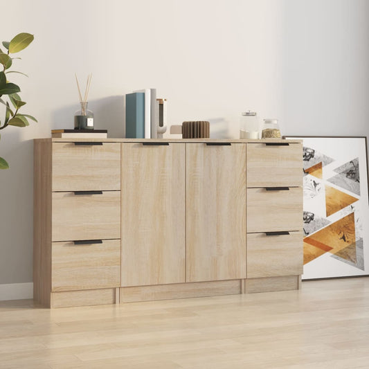 Credenze 3 pz Rovere Sonoma in Legno Multistrato - homemem39