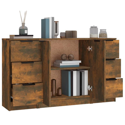 Credenze 3 pz Rovere Fumo in Legno Multistrato - homemem39