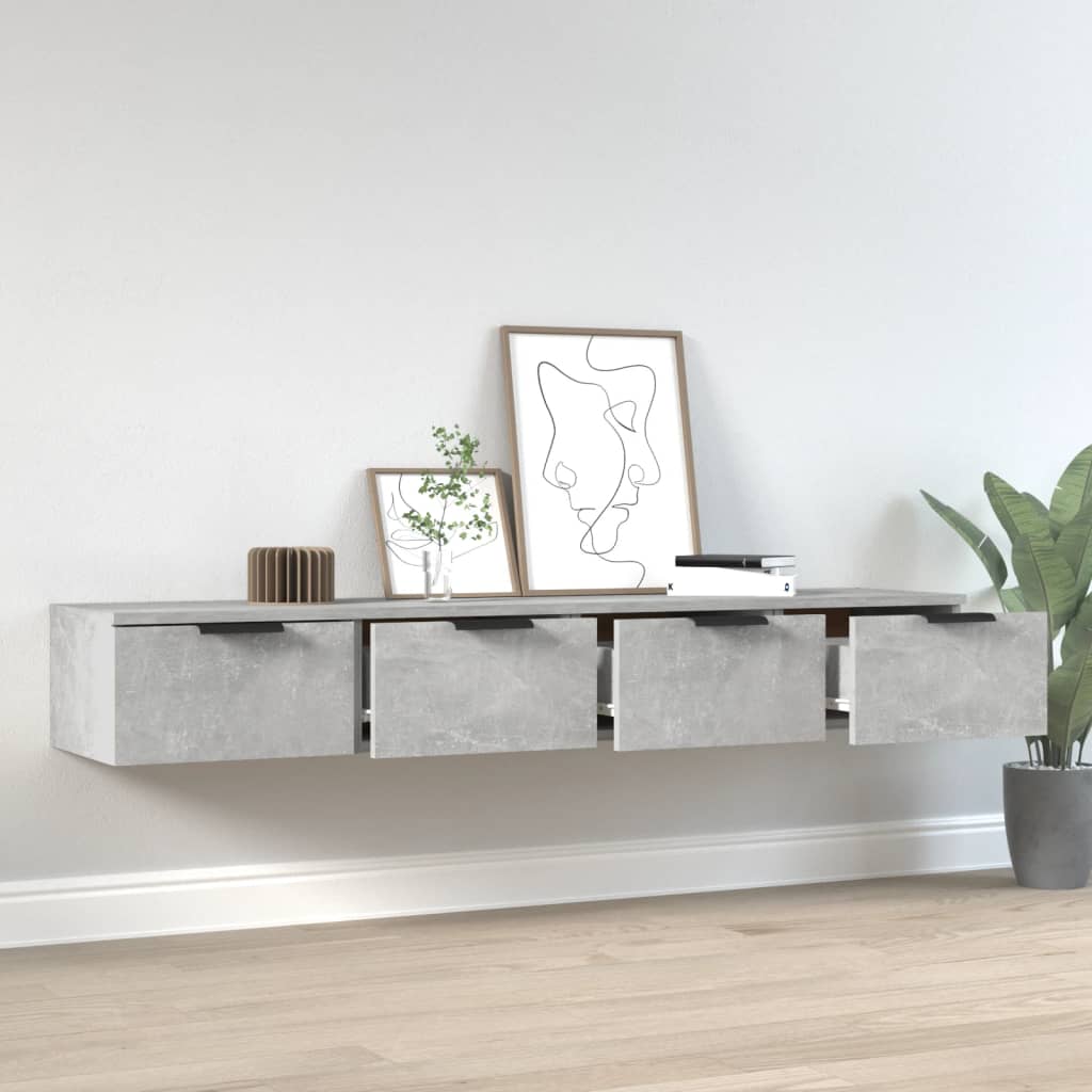 Mobili Pensili 2 pz Grigio Cemento 68x30x20cm Legno Multistrato | homemem39