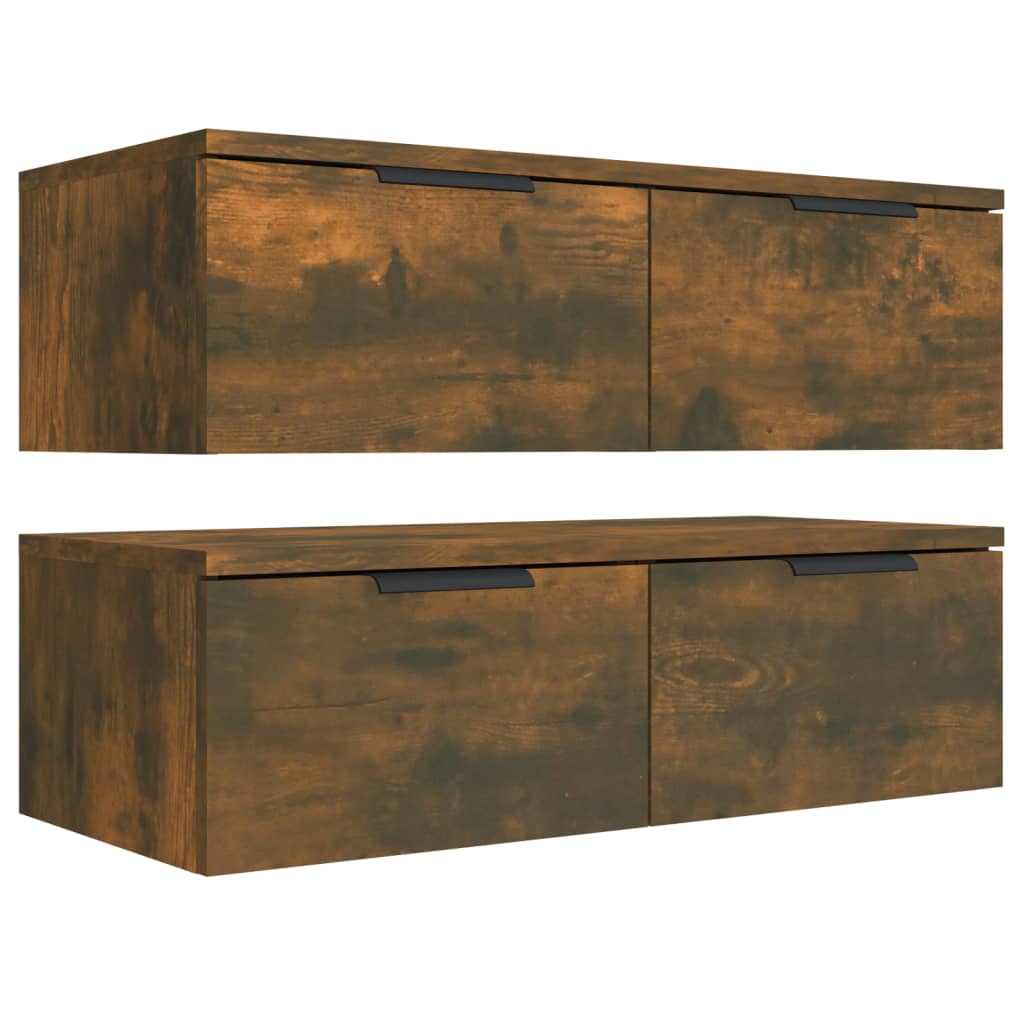 Mobili Pensili 2 pz Rovere Fumo 68x30x20 cm Legno Multistrato | homemem39