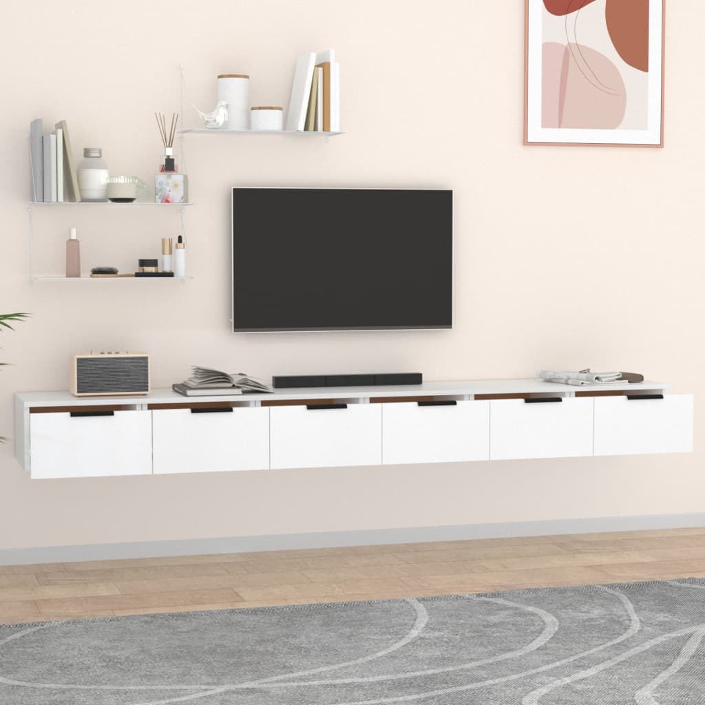 Mobili a Parete 2 pz Bianchi 102x30x20 cm in Legno Multistrato | homemem39