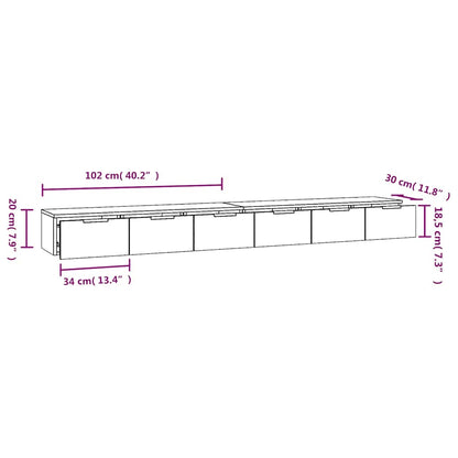 Mobili Muro 2 pz Rovere Sonoma 102x30x20cm in Legno Multistrato | homemem39