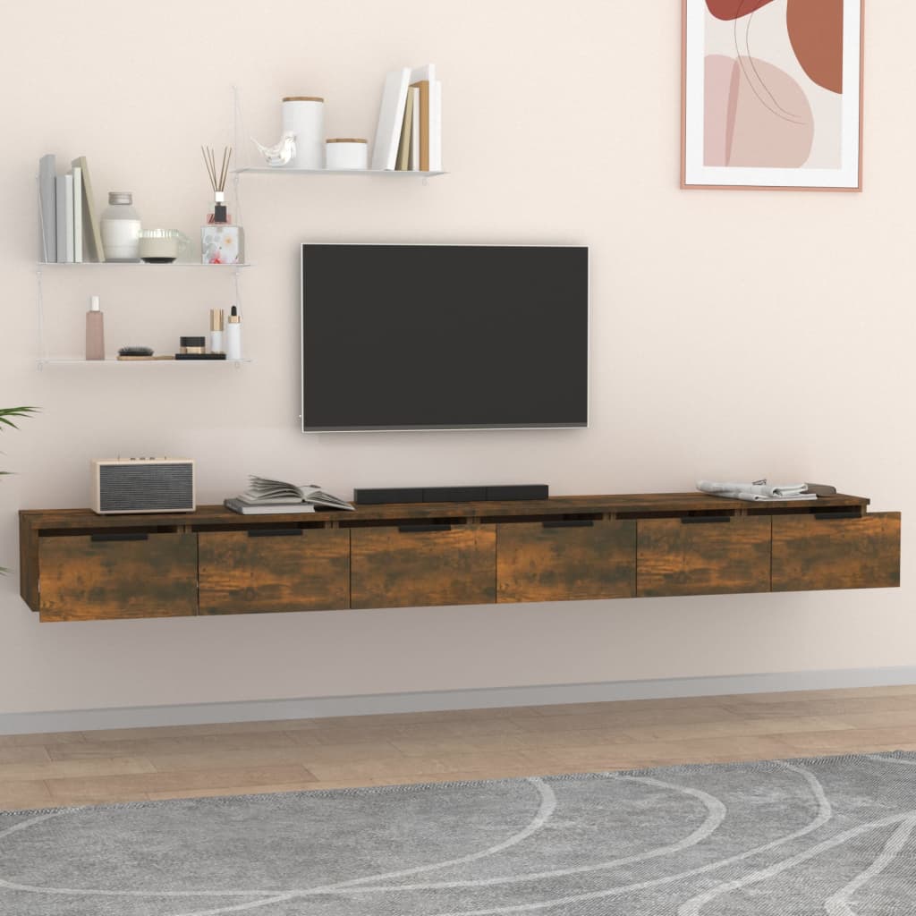 Mobili a Muro 2 pz Rovere Fumo 102x30x20cm in Legno Multistrato | homemem39