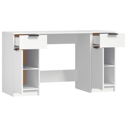 Scrivania con Mobile Laterale Bianco in Legno Multistrato - homemem39