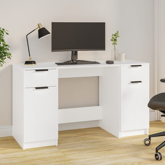 Scrivania con Mobile Laterale Bianco in Legno Multistrato - homemem39