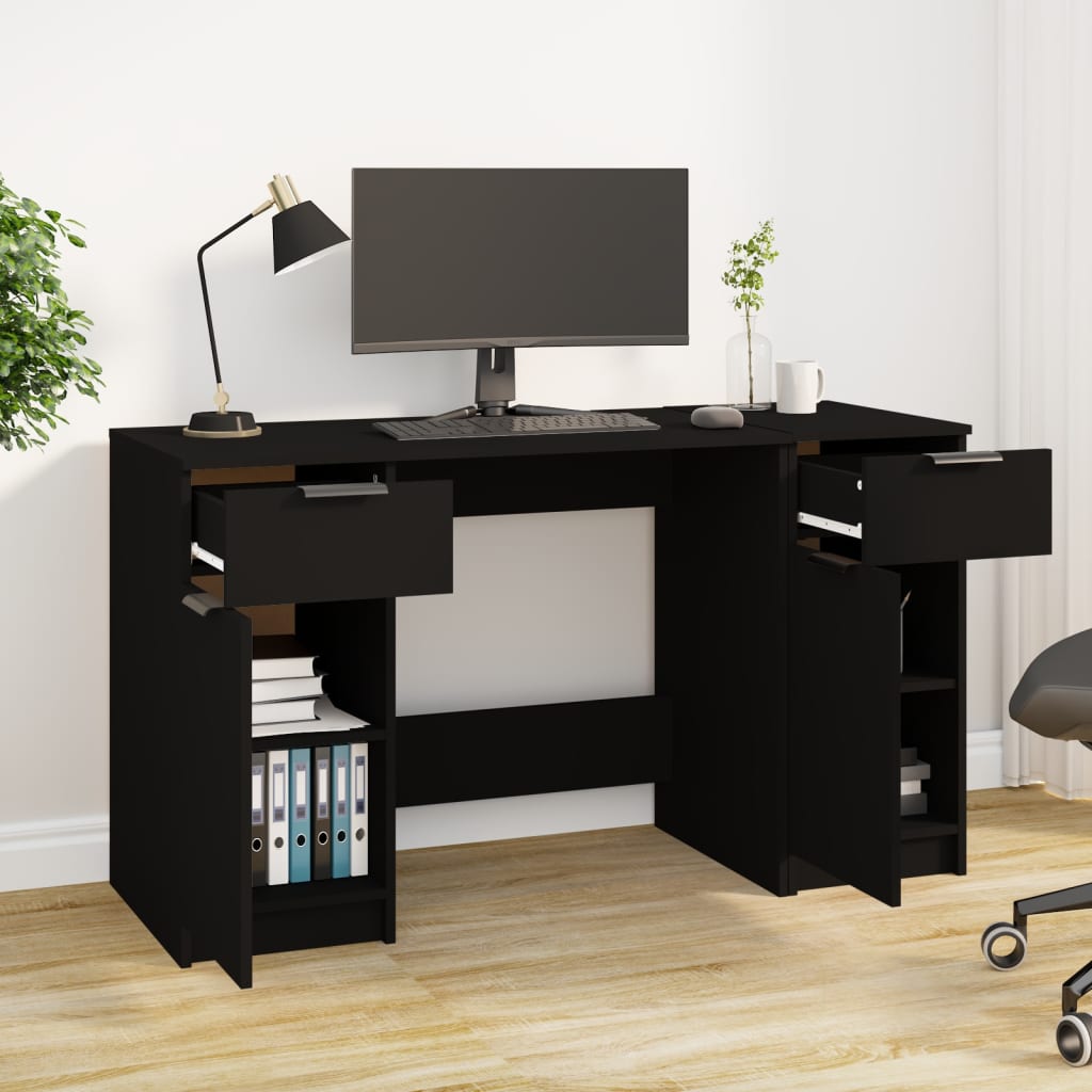 Scrivania con Mobile Laterale Nero in Legno Multistrato - homemem39